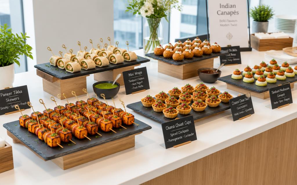 Carefully presented canapé platters for corporate catering